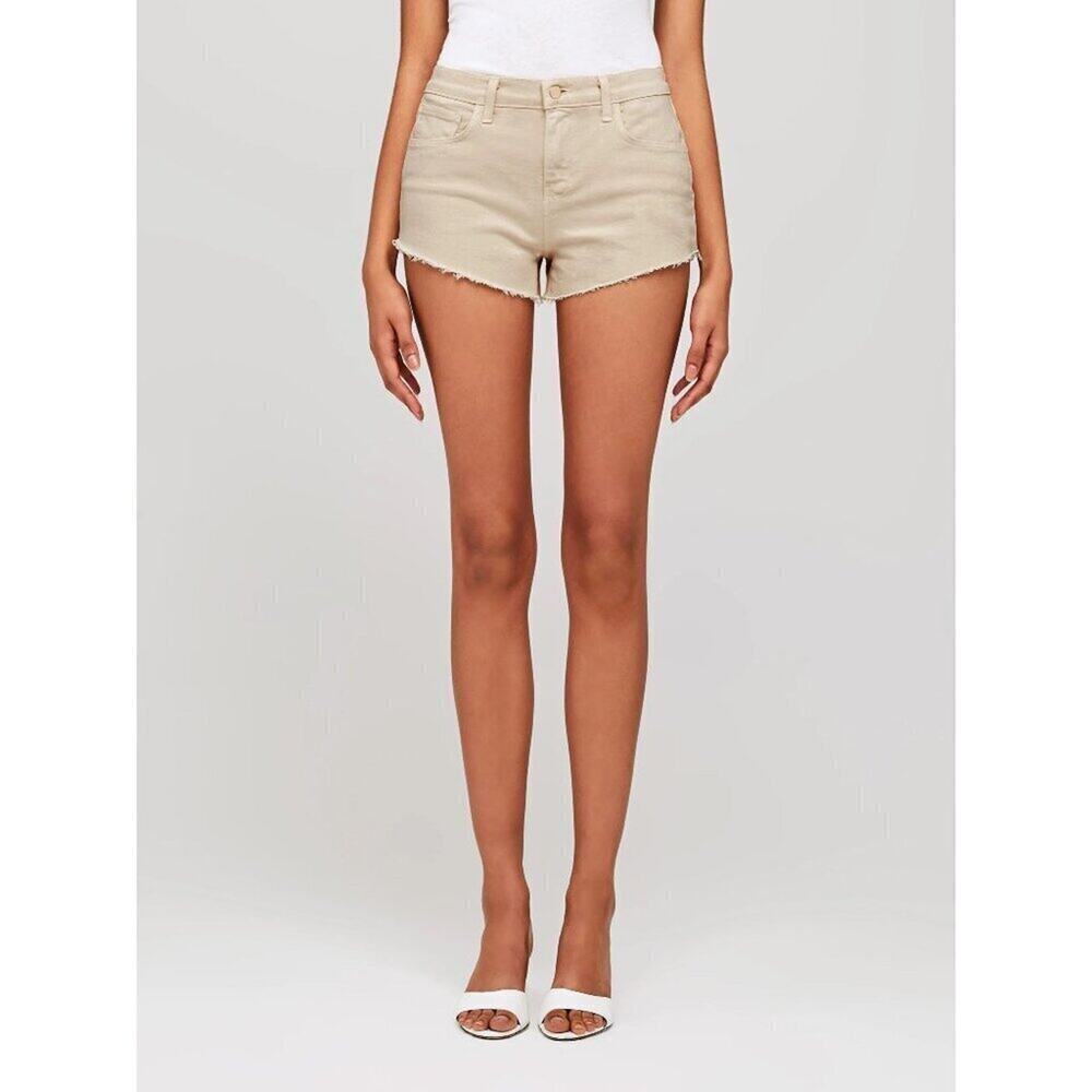 L'Agence Cream Audrey Shorts 25 Mid Rise Vintage White - Picture 1 of 13